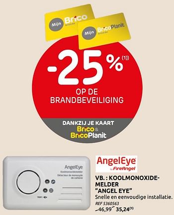 Promoties Koolmonoxidemelder angel eye - AngelEye - Geldig van 06/01/2021 tot 30/01/2021 bij Brico