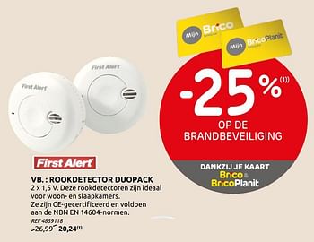 Promoties Rookdetector duopack - First Alert - Geldig van 06/01/2021 tot 30/01/2021 bij Brico