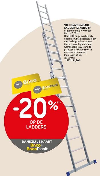 Promoties Omvormbare ladder stabilo ii - Escalo - Geldig van 06/01/2021 tot 30/01/2021 bij Brico