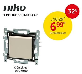 Promoties 1-polige schakelaar - Niko - Geldig van 06/01/2021 tot 30/01/2021 bij BricoPlanit