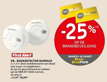 Promoties Rookdetector duopack - First Alert - Geldig van 06/01/2021 tot 30/01/2021 bij BricoPlanit