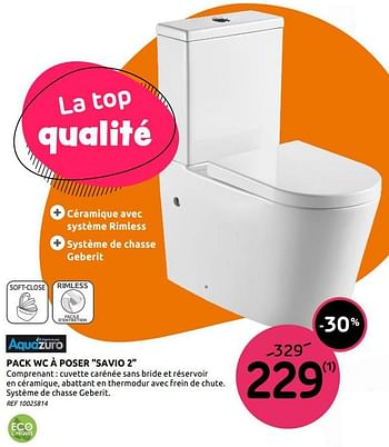 Promoties Pack wc à poser savio 2 - Aquazuro - Geldig van 06/01/2021 tot 30/01/2021 bij BricoPlanit