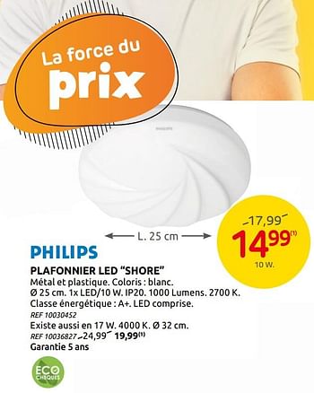 Promotions Plafonnier led shore - Philips - Valide de 06/01/2021 à 30/01/2021 chez BricoPlanit