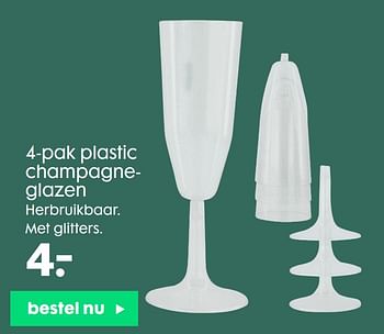 berouw hebben verrassing Gelijk Huismerk - Hema 4-pak plastic champagneglazen - Promotie bij Hema
