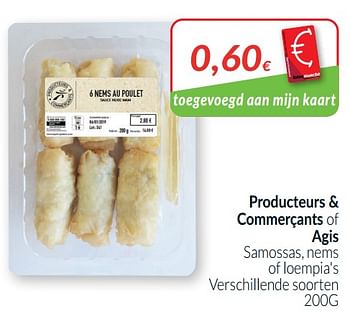 Promoties Producteurs + commerçants of agis samossas, nems of loempia`s - Huismerk - Intermarche - Geldig van 01/01/2021 tot 31/01/2021 bij Intermarche