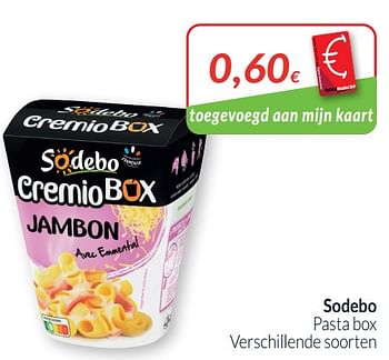 Promoties Sodebo pasta box - Sodebo - Geldig van 01/01/2021 tot 31/01/2021 bij Intermarche