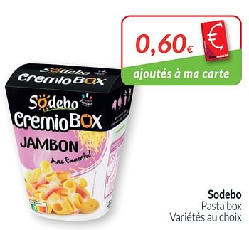 Promotions Sodebo pasta box - Sodebo - Valide de 01/01/2021 à 31/01/2021 chez Intermarche