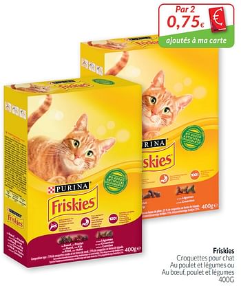 Promotions Friskies croquettes pour chat au poulet et légumes ou au b - Purina - Valide de 01/01/2021 à 31/01/2021 chez Intermarche