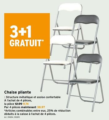 Promotions Chaise pliante - Produit maison - Gamma - Valide de 30/12/2020 à 05/01/2021 chez Gamma
