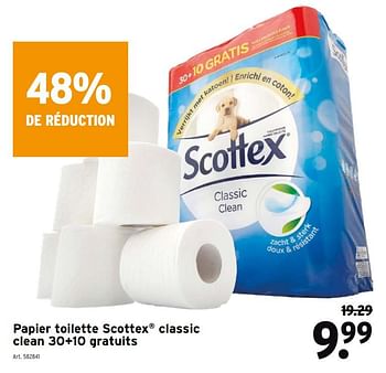 Promotions Papier toilette scottex classic clean 30+10 gratuits - Scottex - Valide de 30/12/2020 à 05/01/2021 chez Gamma