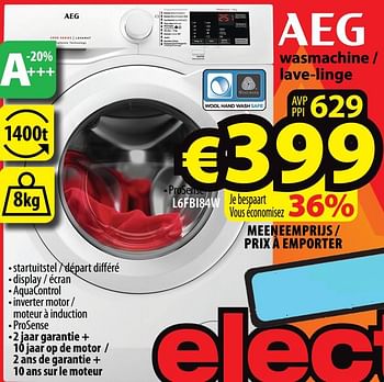 theorie attribuut kooi AEG Aeg wasmachine - lave-linge l6fbi84w - Promotie bij ElectroStock