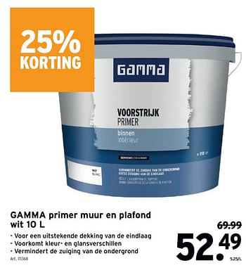 Promoties Gamma primer muur en plafond - Gamma - Geldig van 06/01/2021 tot 19/01/2021 bij Gamma