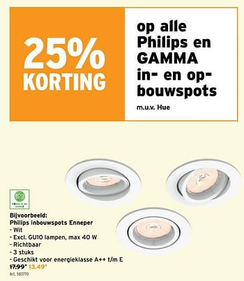 Promoties Philips inbouwspots enneper - Philips - Geldig van 06/01/2021 tot 19/01/2021 bij Gamma