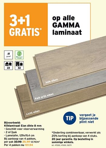 Promoties Kliklaminaat elan - Huismerk - Gamma - Geldig van 06/01/2021 tot 19/01/2021 bij Gamma