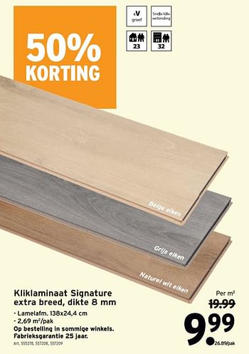 Promoties Kliklaminaat signature extra breed - Huismerk - Gamma - Geldig van 06/01/2021 tot 19/01/2021 bij Gamma