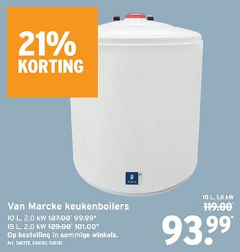 Promoties Van marcke keukenboilers - Van Marcke - Geldig van 06/01/2021 tot 19/01/2021 bij Gamma