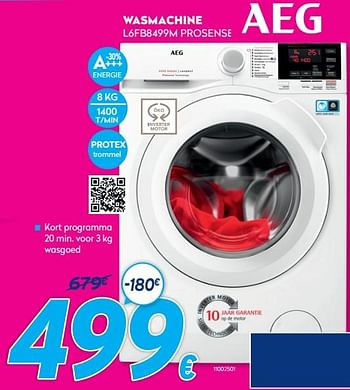Promoties Aeg wasmachine l6fb8499m prosense - AEG - Geldig van 03/01/2021 tot 31/01/2021 bij Krefel
