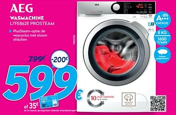 Promoties Aeg wasmachine l7fe862e prosteam - AEG - Geldig van 03/01/2021 tot 31/01/2021 bij Krefel