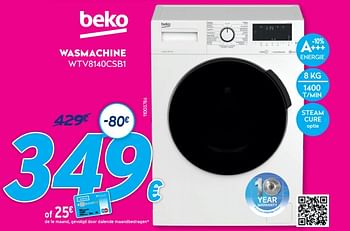 Promoties Beko wasmachine wtv8140csb1 - Beko - Geldig van 03/01/2021 tot 31/01/2021 bij Krefel