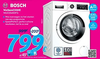 Promoties Bosch wasmachine wax32mk0fg - Bosch - Geldig van 03/01/2021 tot 31/01/2021 bij Krefel