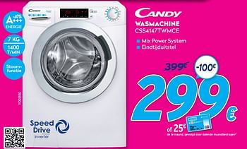 Promoties Candy wasmachine css4147twmce - Candy - Geldig van 03/01/2021 tot 31/01/2021 bij Krefel