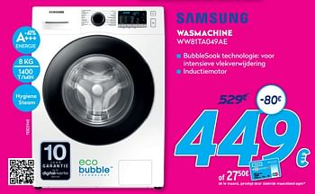 Promoties Samsung wasmachine ww81ta049ae - Samsung - Geldig van 03/01/2021 tot 31/01/2021 bij Krefel