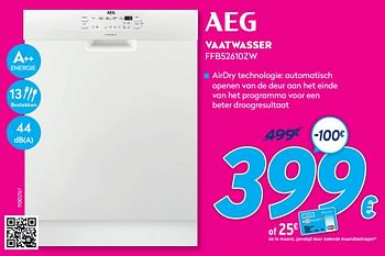 Promoties Aeg vaatwasser ffb52610zw - AEG - Geldig van 03/01/2021 tot 31/01/2021 bij Krefel