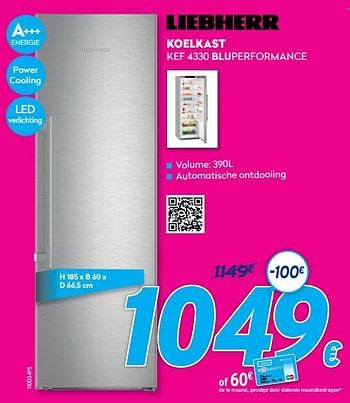 Promoties Liebherr koelkast kef 4330 bluperformance - Liebherr - Geldig van 03/01/2021 tot 31/01/2021 bij Krefel