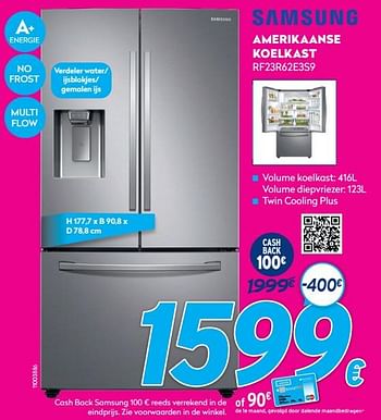 Promoties Samsung amerikaanse koelkast rf23r62e3s9 - Samsung - Geldig van 03/01/2021 tot 31/01/2021 bij Krefel