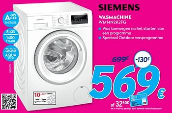 Promoties Siemens wasmachine wm14n2k2fg - Siemens - Geldig van 03/01/2021 tot 31/01/2021 bij Krefel