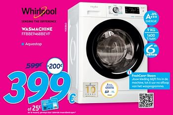 Promotions Whirlpool wasmachine ffbbe9468bevf - Whirlpool - Valide de 03/01/2021 à 31/01/2021 chez Krefel