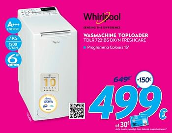 Promoties Whirlpool wasmachine toploader tdlr 7221bs bx-n freshcare - Whirlpool - Geldig van 03/01/2021 tot 31/01/2021 bij Krefel