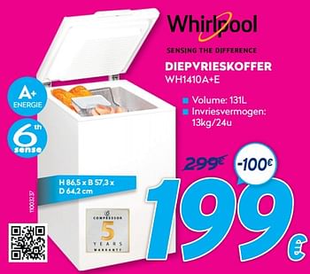 Promoties Whirlpoool diepvrieskoffer wh1410a+e - Whirlpool - Geldig van 03/01/2021 tot 31/01/2021 bij Krefel