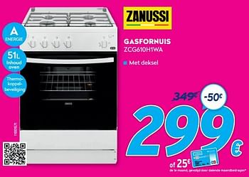 Promoties Zanussi gasfornuis zcg610h1wa - Zanussi - Geldig van 03/01/2021 tot 31/01/2021 bij Krefel