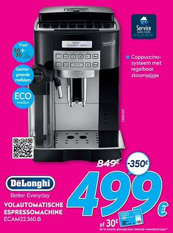 Promoties Delonghi volautomatische espressomachine ecam22.360.b - Delonghi - Geldig van 03/01/2021 tot 31/01/2021 bij Krefel