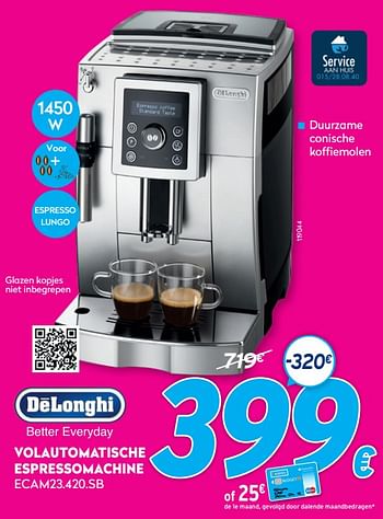 Promoties Delonghi volautomatische espressomachine ecam23.420.sb - Delonghi - Geldig van 03/01/2021 tot 31/01/2021 bij Krefel