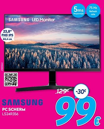 Promoties Samsung pc scherm ls24r356 - Samsung - Geldig van 03/01/2021 tot 31/01/2021 bij Krefel