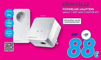Promoties Devolo powerline adapters magic 1 wifi mini starter kit - Devolo - Geldig van 03/01/2021 tot 31/01/2021 bij Krefel