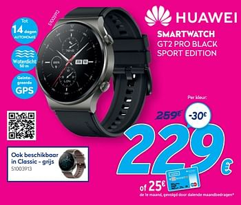 Promotions Huawei smartwatch gt2 pro black sport edition - Huawei - Valide de 03/01/2021 à 31/01/2021 chez Krefel