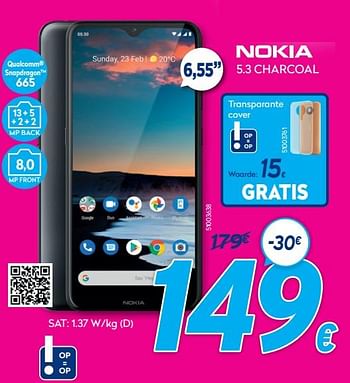 Promoties Nokia 5.3 charcoal - Nokia - Geldig van 03/01/2021 tot 31/01/2021 bij Krefel