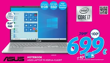 Promoties Notebook asus laptop 15 x509ja-ej620t - Asus - Geldig van 03/01/2021 tot 31/01/2021 bij Krefel