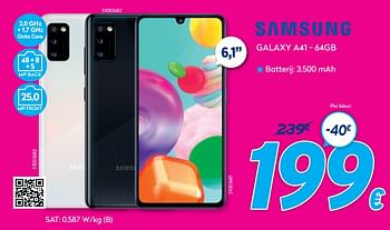 Promotions Samsung galaxy a41 - Samsung - Valide de 03/01/2021 à 31/01/2021 chez Krefel