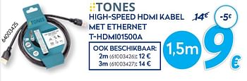 Promotions High-speed hdmi kabel met ethernet t-hdmi01500a - Produit maison - Krefel - Valide de 03/01/2021 à 31/01/2021 chez Krefel
