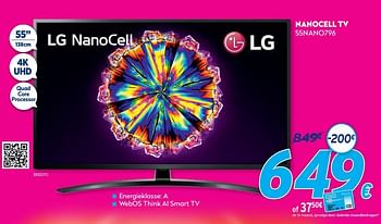 Promoties Lg nanocell tv 55nano796 - LG - Geldig van 03/01/2021 tot 31/01/2021 bij Krefel