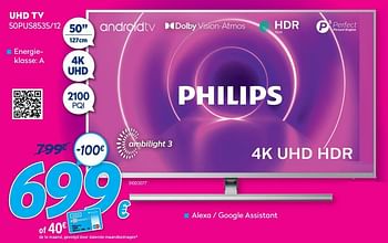 Promoties Philips uhd tv 50pus8535-12 - Philips - Geldig van 03/01/2021 tot 31/01/2021 bij Krefel