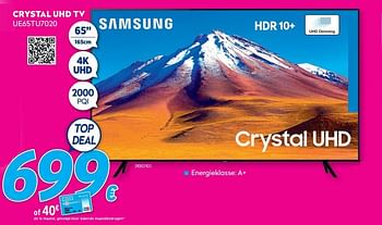 Promoties Samsung crystal uhd tv ue65tu7020 - Samsung - Geldig van 03/01/2021 tot 31/01/2021 bij Krefel