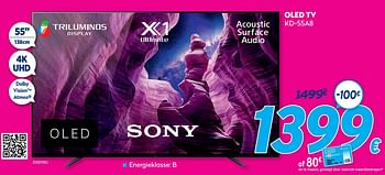 Promotions Sony oled tv kd-55a8 - Sony - Valide de 03/01/2021 à 31/01/2021 chez Krefel