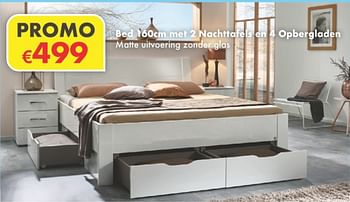 Promoties Bed 160cm met 2 nachttafels en 4 opbergladen - Huismerk - O & O Trendy Wonen - Geldig van 01/01/2021 tot 31/01/2021 bij O & O Trendy Wonen
