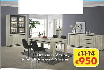 Promoties Dressoir, vitrine, tafel en 4 stoelen - Huismerk - O & O Trendy Wonen - Geldig van 01/01/2021 tot 31/01/2021 bij O & O Trendy Wonen