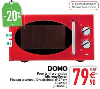 Promoties Domo elektro four à micro-ondes microgolfoven - Domo elektro - Geldig van 05/01/2021 tot 31/01/2021 bij Cora